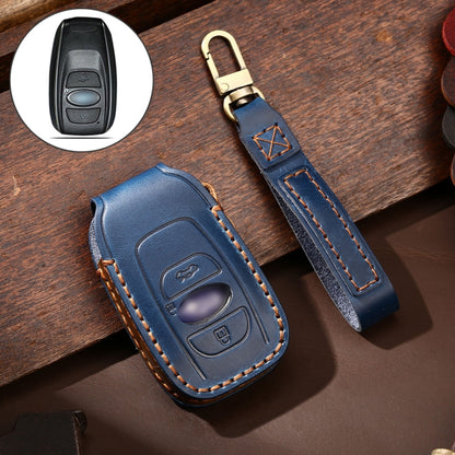 Hallmo Car Cowhide Leather Key Protective Cover Key Case for Subaru Forester(Blue) - Car Key Cases by Hallmo | Online Shopping South Africa | PMC Jewellery | Buy Now Pay Later Mobicred