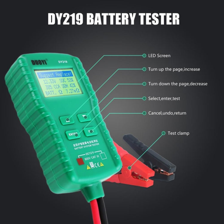 DUOYI DY219 Digital Battery Analyzer Car Fault Diagnostic Device Current and Voltage Detector - free shipping - PMC TechLife - Order now!