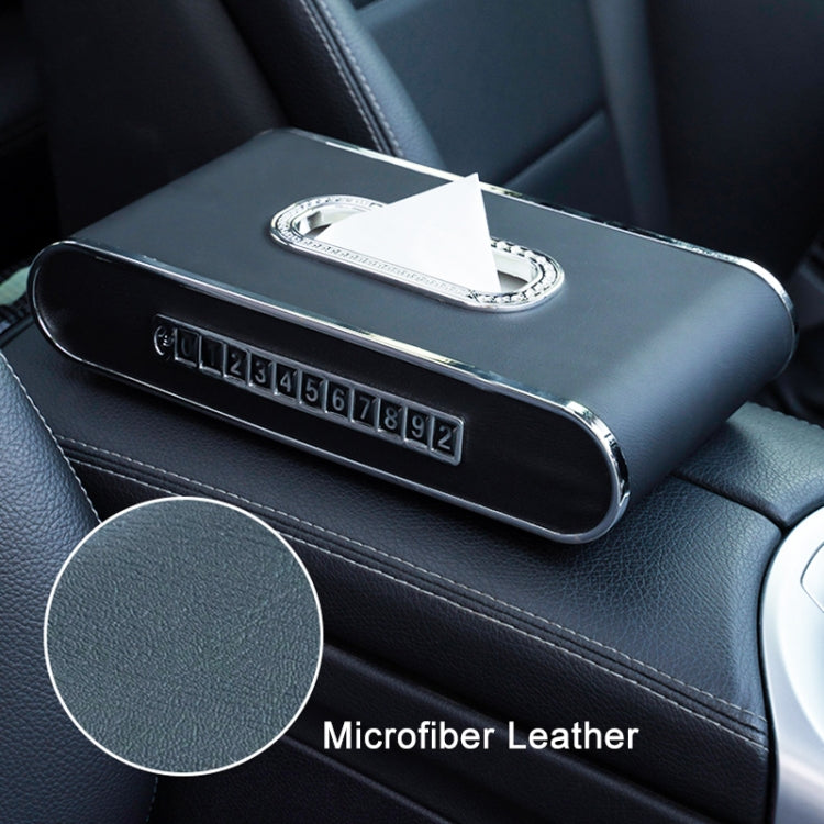 Car Dashboard Diamond Paper Towel Box with Temporary Parking Phone Number Card & Phone Holder(Black) - Tissue Boxes by PMC Jewellery | Online Shopping South Africa | PMC Jewellery | Buy Now Pay Later Mobicred