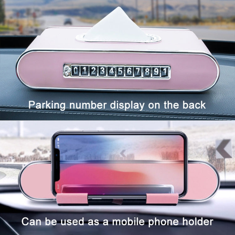 Car Dashboard Diamond Paper Towel Box with Temporary Parking Phone Number Card & Phone Holder(Wine Red) - Tissue Boxes by PMC Jewellery | Online Shopping South Africa | PMC Jewellery | Buy Now Pay Later Mobicred