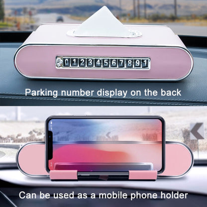 Car Dashboard Diamond Paper Towel Box with Temporary Parking Phone Number Card & Phone Holder(Beige) - Tissue Boxes by PMC Jewellery | Online Shopping South Africa | PMC Jewellery | Buy Now Pay Later Mobicred