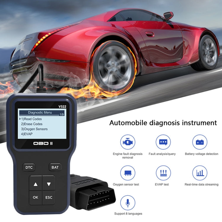 V322 Car OBD Handheld Code Reader Multilingual Fault Diagnosis Device - Code Readers & Scan Tools by PMC Jewellery | Online Shopping South Africa | PMC Jewellery | Buy Now Pay Later Mobicred