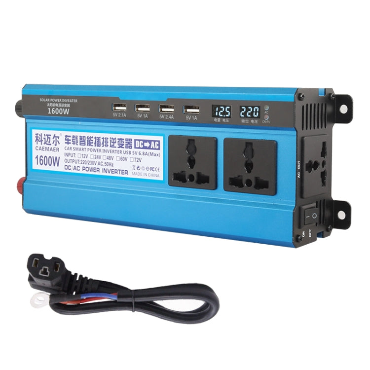 Carmaer 60V to 220V 1600W Three Socket Car Double Digital Display Inverter Household Power Converter - Modified Square Wave by PMC TechLife | Online Shopping South Africa | PMC TechLife | Buy Now Pay Later Mobicred