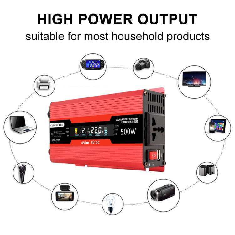 Carmaer US Plug 12V to 110V 500W Car LCD Display Inverter Household Power Converter - Modified Square Wave by PMC TechLife | Online Shopping South Africa | PMC TechLife | Buy Now Pay Later Mobicred