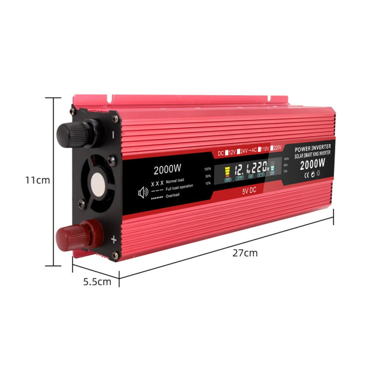 Carmaer Universal 24V to 220V 2000W Car LCD Display Inverter Household Power Converter - Modified Square Wave by PMC TechLife | Online Shopping South Africa | PMC TechLife | Buy Now Pay Later Mobicred