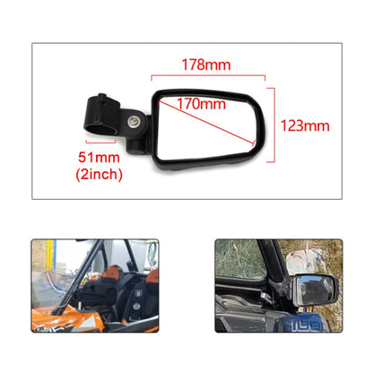 Pair All-terrain Vehicles Wide Field View 2.0 inch Rearview Mirror Side Reflector Mirror for UTV / ATV - Side Mirrors by PMC Jewellery | Online Shopping South Africa | PMC Jewellery