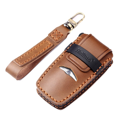 Hallmo Car Cowhide Leather Key Protective Cover Key Case for Hyundai Rohens Genesis 8-button(Brown) - Car Key Cases by Hallmo | Online Shopping South Africa | PMC Jewellery | Buy Now Pay Later Mobicred