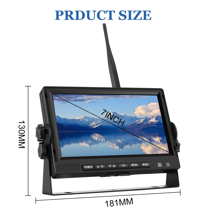 PZ710-W 7 inch Car Digital Wireless Rear-view Split-screen Monitor Single Record - Rearview Monitors by PMC Jewellery | Online Shopping South Africa | PMC Jewellery | Buy Now Pay Later Mobicred