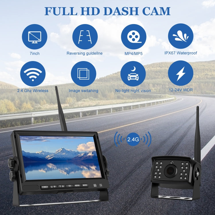 PZ710-W 7 inch Car Digital Wireless Rear-view Split-screen Monitor Four Record - Rearview Monitors by PMC Jewellery | Online Shopping South Africa | PMC Jewellery | Buy Now Pay Later Mobicred