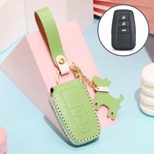 Hallmo Car Female Style Cowhide Leather Key Protective Cover for Toyota(Grass Green) - Car Key Cases by Hallmo | Online Shopping South Africa | PMC Jewellery | Buy Now Pay Later Mobicred