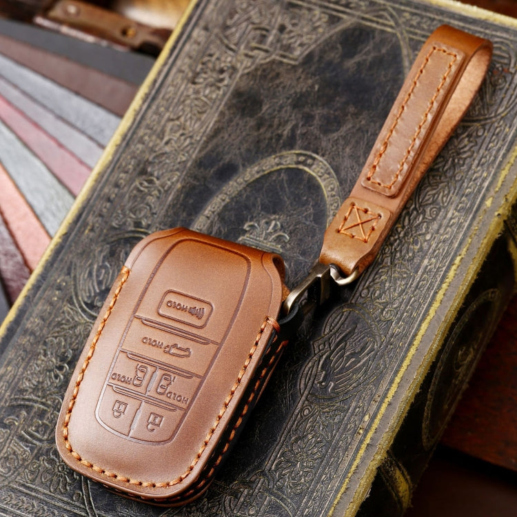 Hallmo Car Genuine Leather Key Protective Cover for Toyota Sienna 5-button(Blue) - Car Key Cases by Hallmo | Online Shopping South Africa | PMC TechLife | Buy Now Pay Later Mobicred