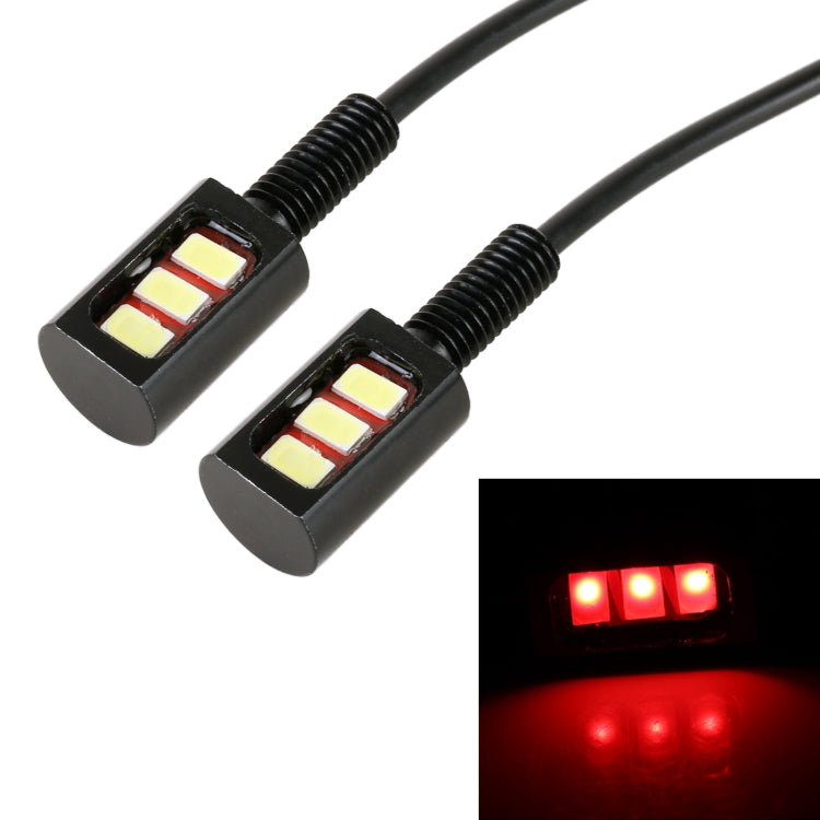 1 Pair DC12V 0.4W 3LEDs SMD-5630 Car / Motorcycle License Plate Light, Cable Length: 27cm (Red Light) - License Plate Lights by PMC Jewellery | Online Shopping South Africa | PMC Jewellery | Buy Now Pay Later Mobicred