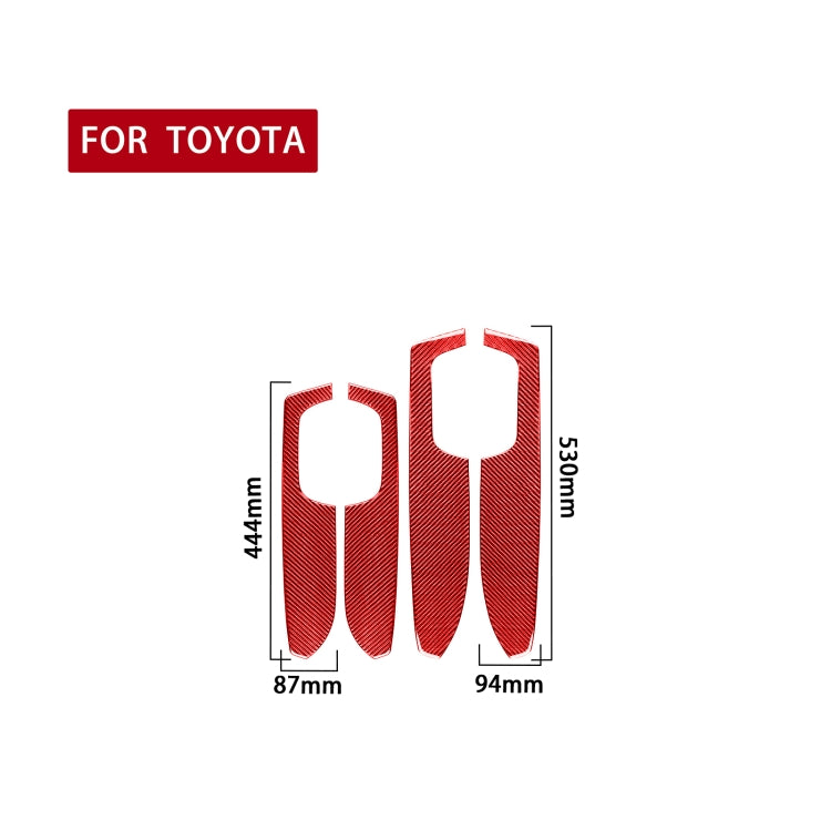 4 PCS / Set Carbon Fiber Car Door Armrest Panel Decorative Sticker for Toyota Tundra 2014-2018,Left and Right Drive Universal (Red) - Car Interior Mouldings by PMC Jewellery | Online Shopping South Africa | PMC Jewellery | Buy Now Pay Later Mobicred