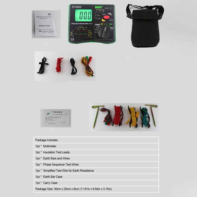 DUOYI DY5500 Car 4 in 1 Digital Multifunction Resistance Tester Insulation Earth Multimeter - free shipping - PMC TechLife - Order now!
