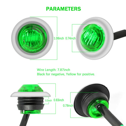 10 PCS MK-118 3/4 inch Metal Frame Car / Truck 3LEDs Side Marker Indicator Lights Bulb Lamp (Green Light) - Clearance Lights by PMC Jewellery | Online Shopping South Africa | PMC Jewellery | Buy Now Pay Later Mobicred