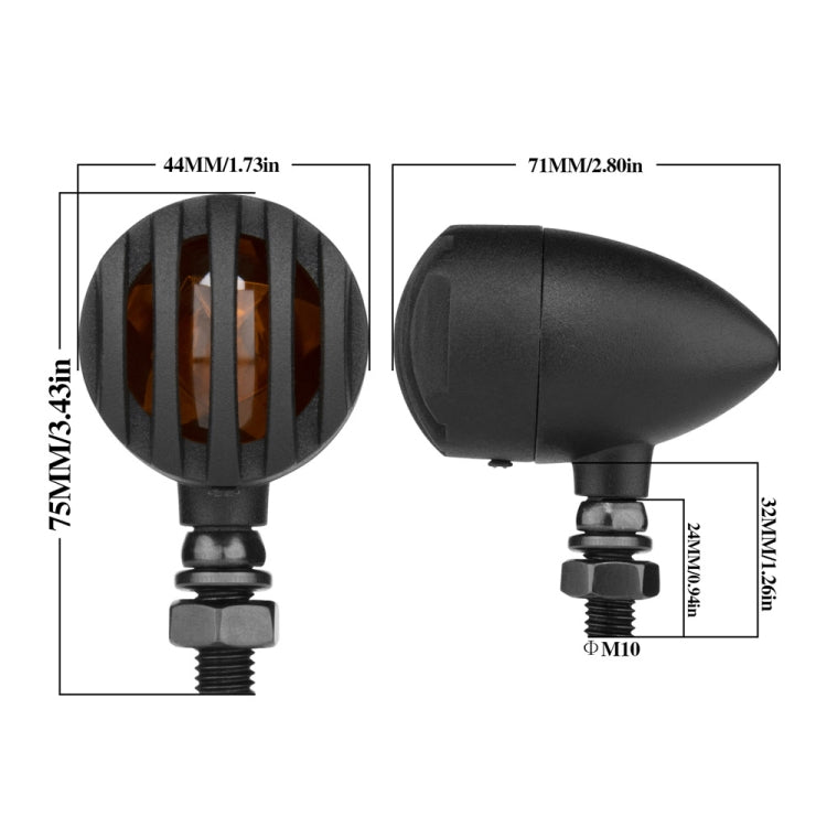 2 PCS PE-ZJ502 Motorcycle Metal Fence Turn Signal Light (Yellow) - Turn Signal by PMC TechLife | Online Shopping South Africa | PMC TechLife | Buy Now Pay Later Mobicred