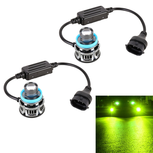 1 Pair H11 27W / DC12V Car Aluminum Alloy LED Headlight (Lime Green) - LED Headlamps by PMC Jewellery | Online Shopping South Africa | PMC Jewellery | Buy Now Pay Later Mobicred