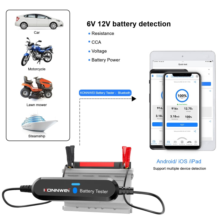 KONNWEI BK100 X431 BST360 Car Bluetooth Battery Tester (Black) - free shipping - PMC TechLife - Order now!