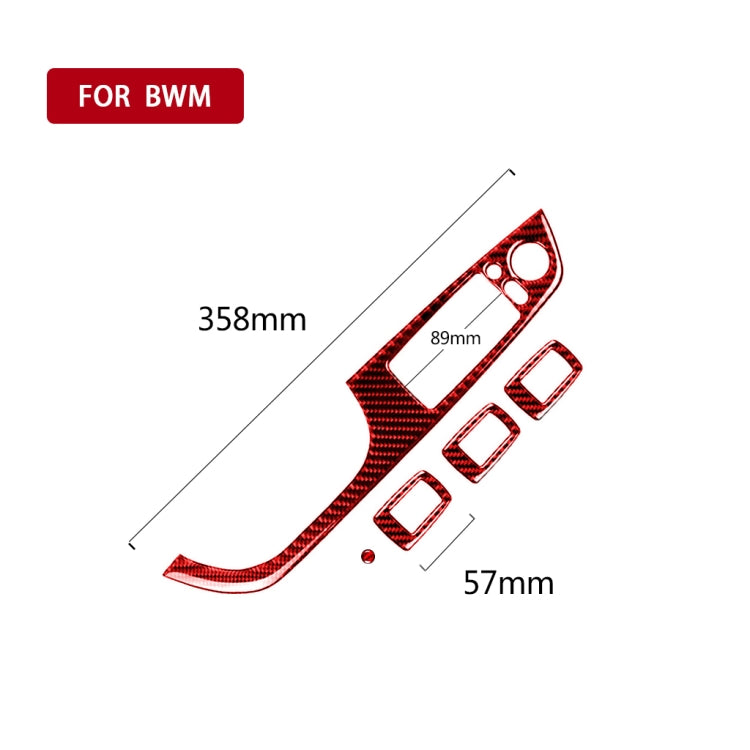 5 PCS Set For BMW 3 Series E90 Carbon Fiber Car Left Drive Window Lift Panel Decorative Sticker, Diameter: 35.8cm (Red) - Car Interior Mouldings by PMC Jewellery | Online Shopping South Africa | PMC Jewellery | Buy Now Pay Later Mobicred