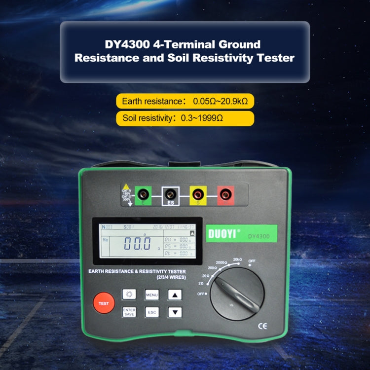 DUOYI DY4300 Higher Accuracy Digital Ground Resistance Tester - Electronic Test by DUOYI | Online Shopping South Africa | PMC Jewellery | Buy Now Pay Later Mobicred