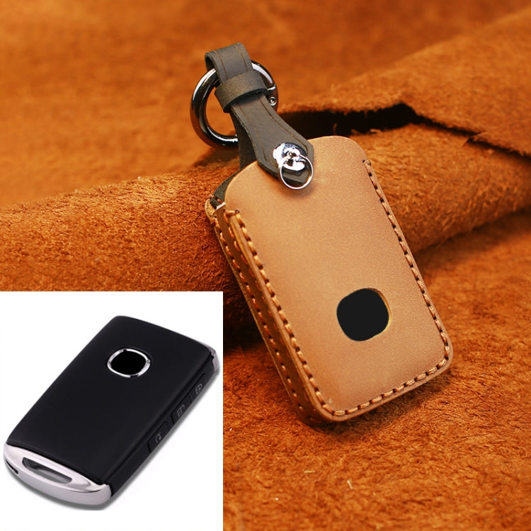 For Mazda New Style Car Cowhide Leather Key Protective Cover Key Case (Brown) - Car Key Cases by PMC Jewellery | Online Shopping South Africa | PMC Jewellery | Buy Now Pay Later Mobicred