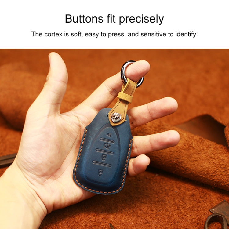For Chevrolet Car Cowhide Leather Key Protective Cover Key Case, Three Keys Version (Blue) - Car Key Cases by PMC Jewellery | Online Shopping South Africa | PMC Jewellery | Buy Now Pay Later Mobicred