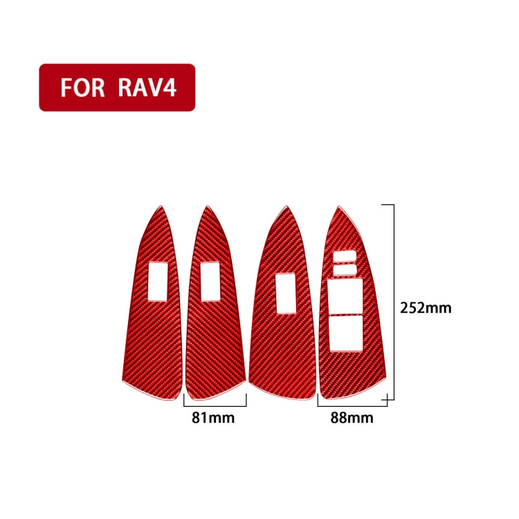 Car Carbon Fiber Window Glass Lift Panel Decorative Sticker for Toyota RAV4 2006-2013, Right Drive (Red) - Car Interior Mouldings by PMC Jewellery | Online Shopping South Africa | PMC Jewellery | Buy Now Pay Later Mobicred