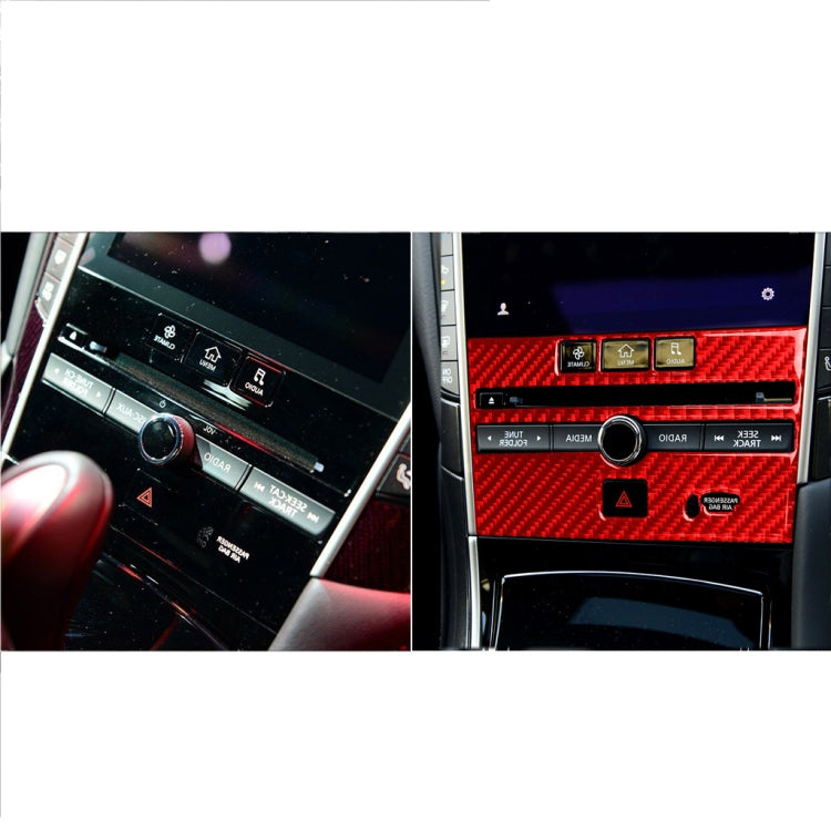 Car Carbon Fiber B Style CD Console Panel Decorative Sticker for Infiniti Q50 2014-2020, Right Drive(Red) - Car Interior Mouldings by PMC Jewellery | Online Shopping South Africa | PMC Jewellery | Buy Now Pay Later Mobicred