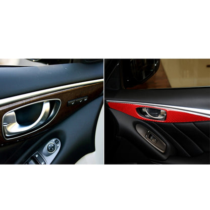 Car Carbon Fiber B Style Door Handle Panel Decorative Sticker for Infiniti Q50 2014-2020, Left Drive(Red) - Car Interior Mouldings by PMC Jewellery | Online Shopping South Africa | PMC Jewellery | Buy Now Pay Later Mobicred