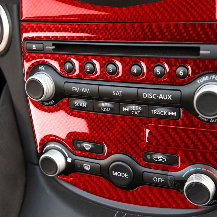 5 in 1 Car Carbon Fiber Air Conditioning Adjustment Panel Decorative Sticker for Nissan 370Z / Z34 2009-, Left and Right Drive Universal (Red) - Car Interior Mouldings by PMC Jewellery | Online Shopping South Africa | PMC Jewellery | Buy Now Pay Later Mobicred