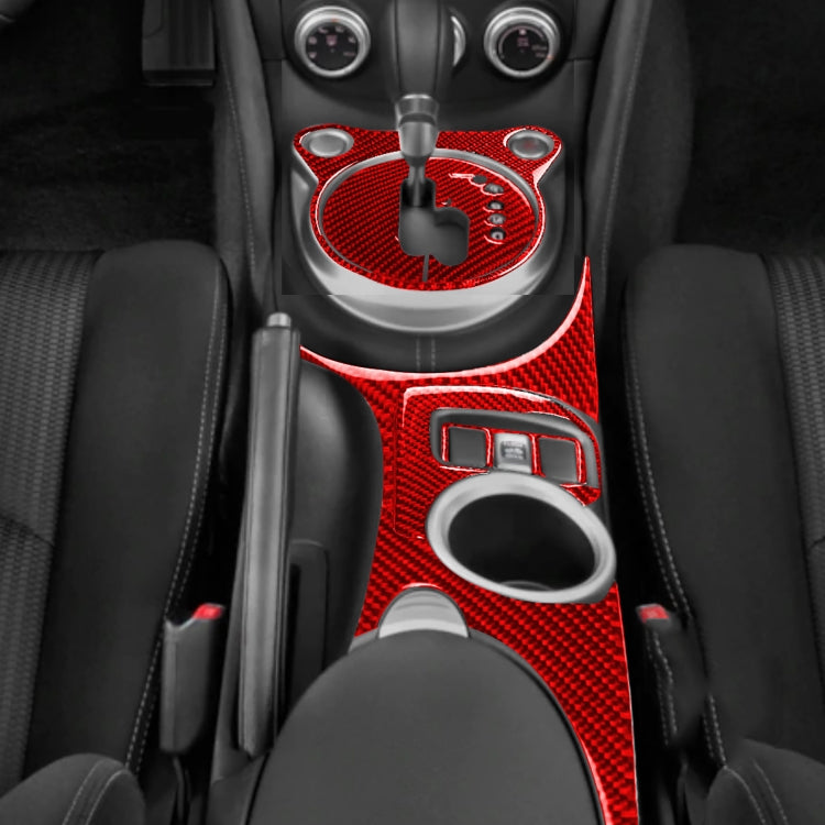 5 in 1 Car Carbon Fiber Gear Water Cup Holder Panel Decorative Sticker for Nissan 370Z / Z34 2009-, Right Drive (Red) - Car Interior Mouldings by PMC Jewellery | Online Shopping South Africa | PMC Jewellery | Buy Now Pay Later Mobicred