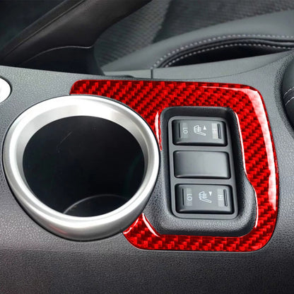 Car Carbon Fiber Central Control Heating Button Decorative Sticker for Nissan 370Z / Z34 2009-, Left and Right Drive Universal (Red) - Car Interior Mouldings by PMC Jewellery | Online Shopping South Africa | PMC Jewellery | Buy Now Pay Later Mobicred