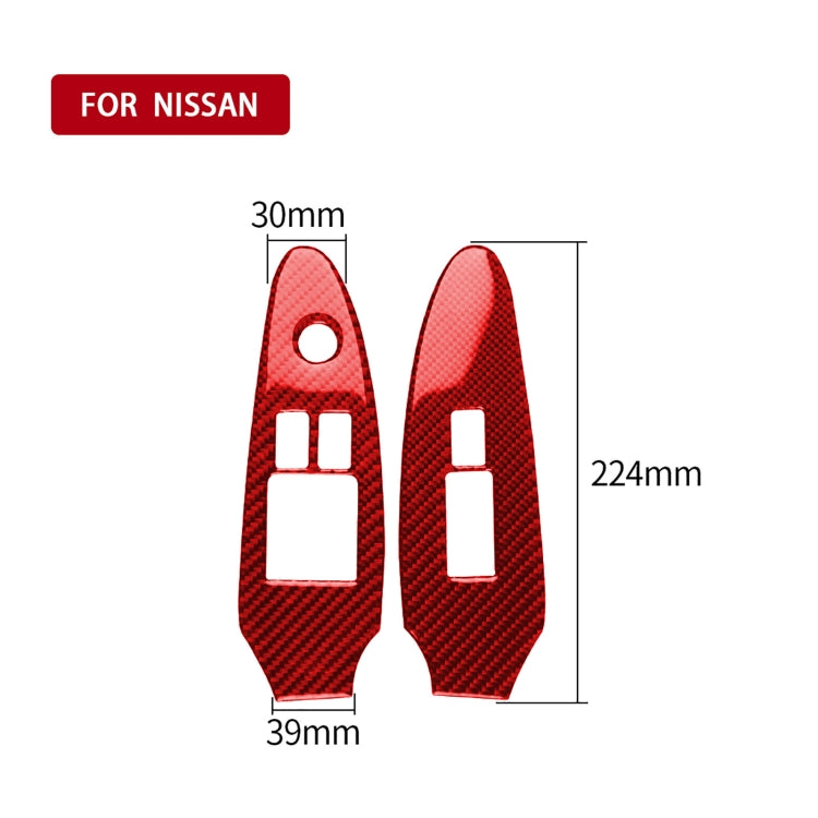 2 in 1 Car Carbon Fiber Window Lift Panel Decorative Sticker for Nissan 370Z / Z34 2009-, Left Drive Low-configured (Red) - Car Interior Mouldings by PMC Jewellery | Online Shopping South Africa | PMC Jewellery | Buy Now Pay Later Mobicred
