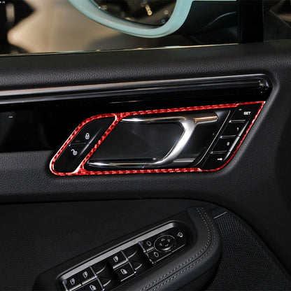 Car Carbon Fiber Door Handle Frame Panel Decorative Sticker for Porsche Macan 2014-2021, Left and Right Drive Universal (Red) - Car Interior Mouldings by PMC Jewellery | Online Shopping South Africa | PMC Jewellery | Buy Now Pay Later Mobicred