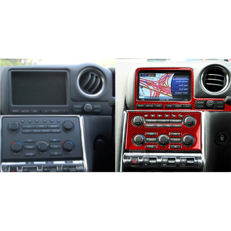 2 PCS / Set Carbon Fiber Car Navigation Instrument Decorative Sticker for Nissan GTR R35 2008-2016, Right Driving (Red) - Car Interior Mouldings by PMC Jewellery | Online Shopping South Africa | PMC Jewellery | Buy Now Pay Later Mobicred