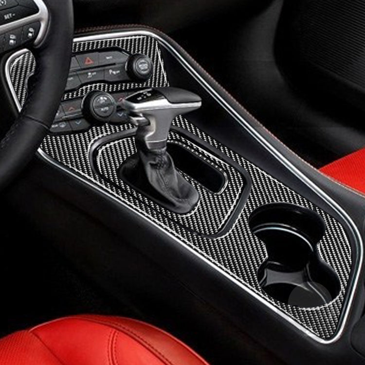 3 PCS / Set Carbon Fiber Car Central Control Gear Decorative Sticker for Dodge Challenger 2015 to Now, Left Driving - Car Interior Mouldings by PMC Jewellery | Online Shopping South Africa | PMC Jewellery | Buy Now Pay Later Mobicred