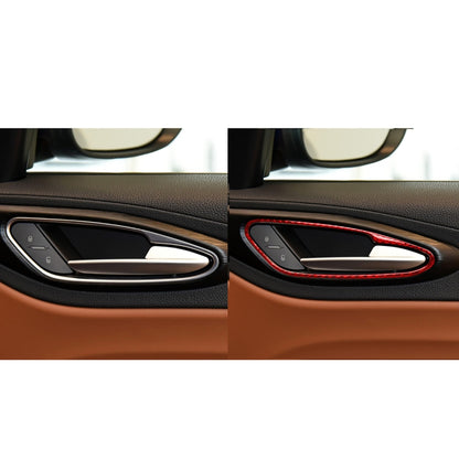 4 PCS / Set Carbon Fiber Car Inner Door Handle Frame Decorative Sticker for Alfa Romeo Giulia 2017-2019,Left and Right Drive Universal (Red) - Car Interior Mouldings by PMC Jewellery | Online Shopping South Africa | PMC Jewellery | Buy Now Pay Later Mobicred