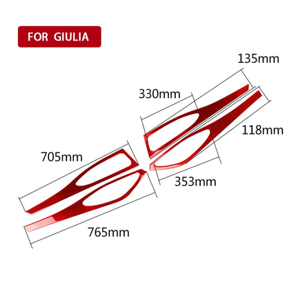 4 PCS / Set Carbon Fiber Car Door Panel Decorative Sticker for Alfa Romeo Giulia 2017-2019,Left and Right Drive Universal (Red) - Car Interior Mouldings by PMC Jewellery | Online Shopping South Africa | PMC Jewellery | Buy Now Pay Later Mobicred