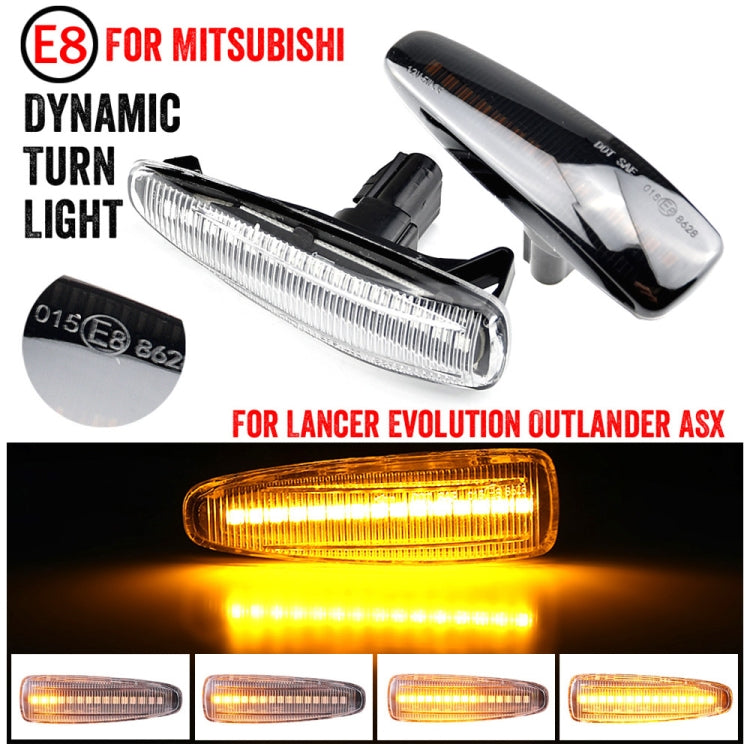 2pcs For Mitsubishi Lancer 2008-2018 Car Dynamic LED Fender Side Light (Transparent Black) - Arrow Turn Lights by PMC TechLife | Online Shopping South Africa | PMC TechLife | Buy Now Pay Later Mobicred