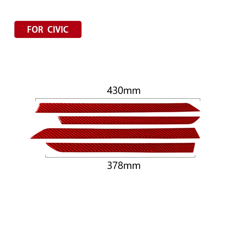 Car Carbon Fiber Door Decorative Strip for Honda Tenth Generation Civic 2016-2019, Left and Right Drive Universal (Red) - Car Interior Mouldings by PMC Jewellery | Online Shopping South Africa | PMC Jewellery | Buy Now Pay Later Mobicred