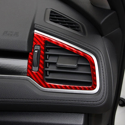 Car Carbon Fiber Left and Right Air Outlet Decorative Sticker for Honda Tenth Generation Civic 2016-2019, Left Drive (Red) - Car Interior Mouldings by PMC Jewellery | Online Shopping South Africa | PMC Jewellery | Buy Now Pay Later Mobicred