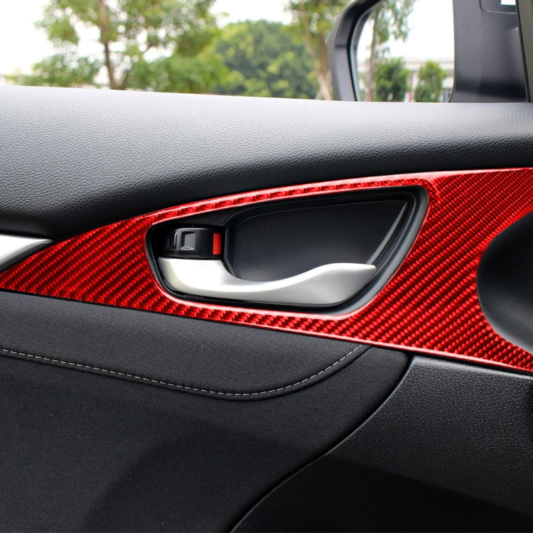 Car Carbon Fiber Door Handle Door Wrist Panel Decorative Sticker for Honda Tenth Generation Civic 2016-2019, Left and Right Drive Universal (Red) - Car Interior Mouldings by PMC Jewellery | Online Shopping South Africa | PMC Jewellery | Buy Now Pay Later Mobicred