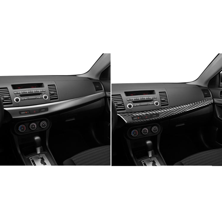 2 PCS Car Carbon Fiber Central Dashboard Panel Decorative Sticker for Mitsubishi Lancer EVO 2008-2015, Left Drive - Car Interior Mouldings by PMC Jewellery | Online Shopping South Africa | PMC Jewellery | Buy Now Pay Later Mobicred