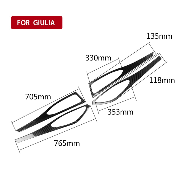 4 in 1 Car Carbon Fiber Door Decorative Sticker for Alfa Romeo Giulia 2017-2019, Left and Right Drive Universal - Car Interior Mouldings by PMC Jewellery | Online Shopping South Africa | PMC Jewellery | Buy Now Pay Later Mobicred