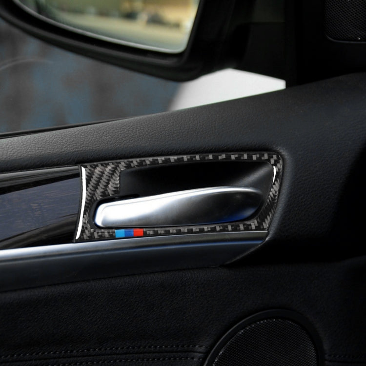 4 in 1 Car Carbon Fiber Tricolor Door Handle Decorative Sticker for BMW 2008-2014 X5 E70 / E71, Left Drive - Car Interior Mouldings by PMC Jewellery | Online Shopping South Africa | PMC Jewellery | Buy Now Pay Later Mobicred