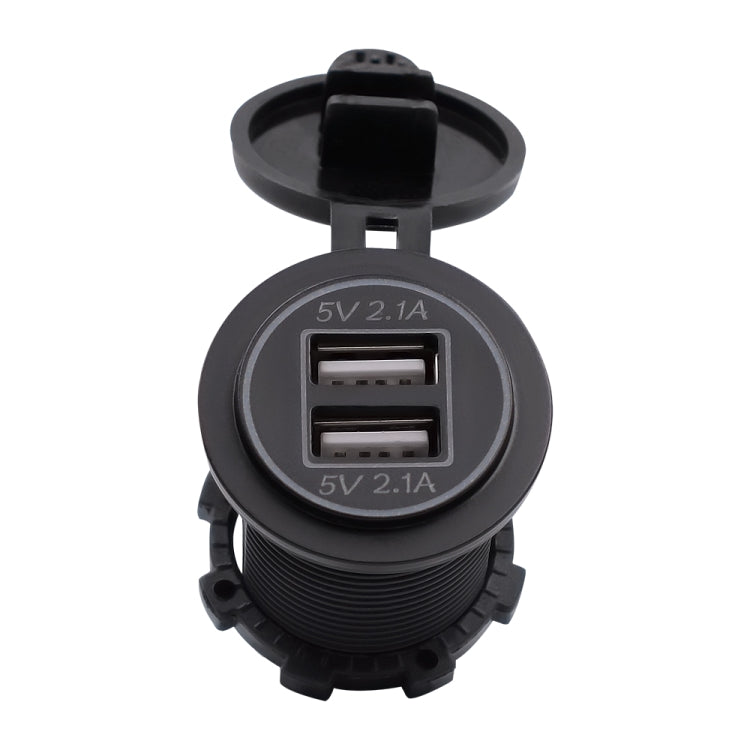 Universal Car Dual USB Charger Power Outlet Adapter 4.2A 5V IP66 with Aperture + 60cm Cable(Blue Light) - free shipping - PMC TechLife - Order now!