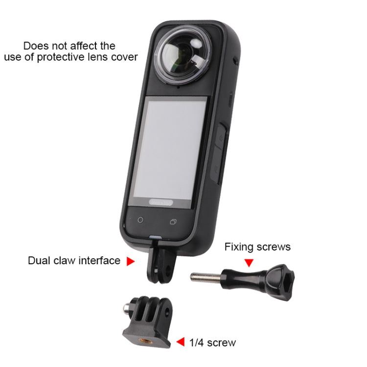 For Insta360 X4  PC Plastic Protective Frame with Adapter Mount & Screw (Black) - Mount & Holder by PMC TechLife | Online Shopping South Africa | PMC TechLife | Buy Now Pay Later Mobicred