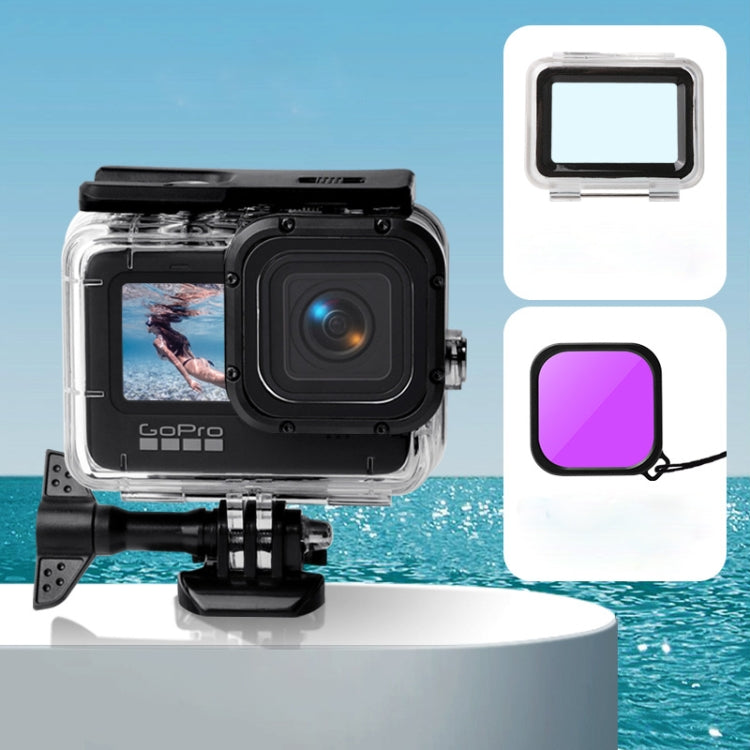 Waterproof Case + Touch Back Cover + Color Lens Filter for GoPro HERO10 Black / HERO9 Black (Purple) - Waterproof Cases by PMC Jewellery | Online Shopping South Africa | PMC Jewellery | Buy Now Pay Later Mobicred