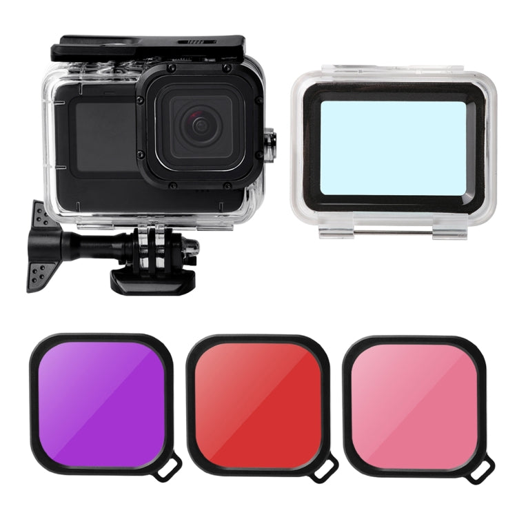 Waterproof Case + Touch Back Cover + Purple Red Pink Lens Filter for GoPro HERO10 Black / HERO9 Black - free shipping - PMC TechLife - Order now!