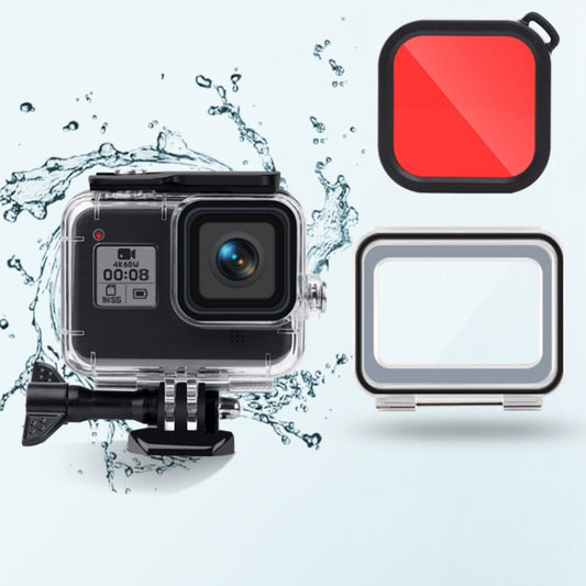 45m Waterproof Case + Touch Back Cover + Color Lens Filter for GoPro HERO8 Black (Red) - Waterproof Cases by PMC Jewellery | Online Shopping South Africa | PMC Jewellery | Buy Now Pay Later Mobicred